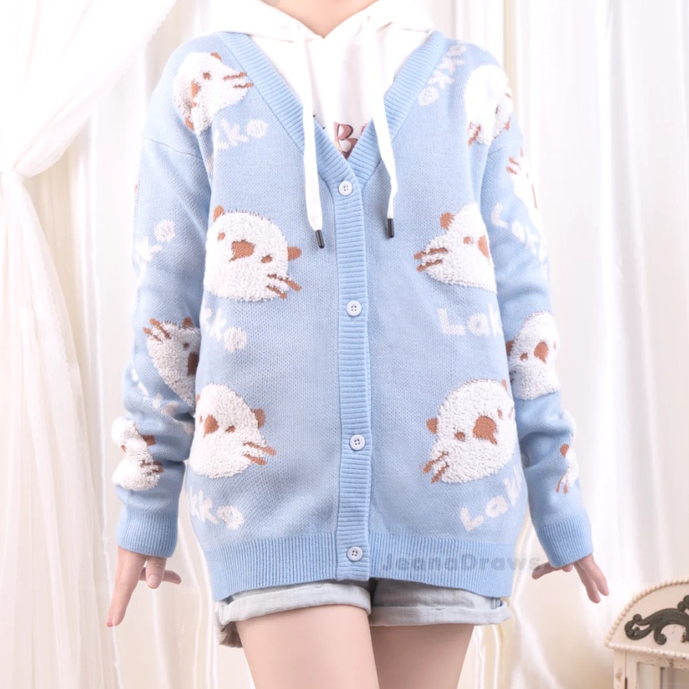 Blue Lakko Pattern Cardigan